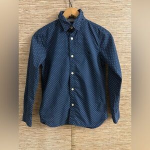 H&M Label of Graded Goods Blue Long Sleeve Button Up Shirt Polka Dot Boys 10-11Y